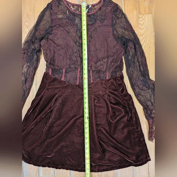 Free People Marlie Lace Velvet Mini Dress Size XL - Picture 4 of 15